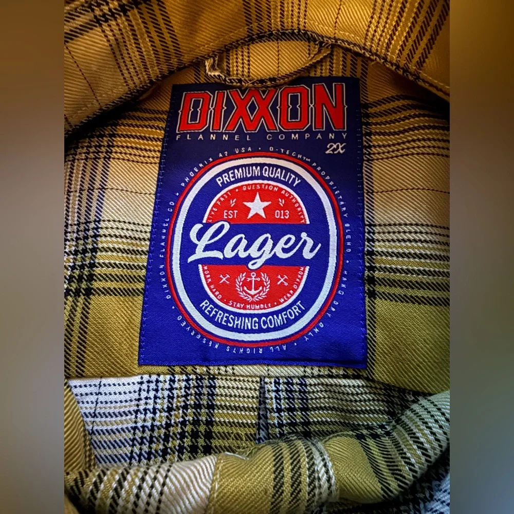 Dickies “Lager” Men's 2XL Yellow and White Plaid Flannel Button-Down Shirt - Picture 4 of 6